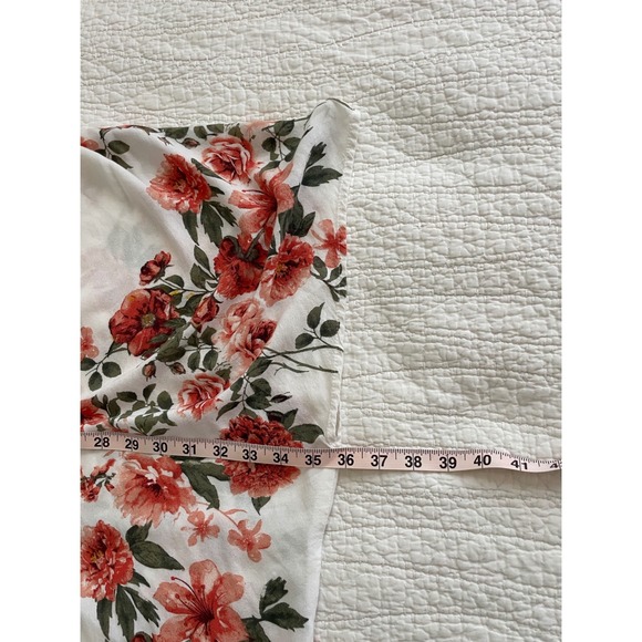 Floral Kimono Open Front Cover Up Bohemian Summer Beach White Red Roses - Picture 5 of 7